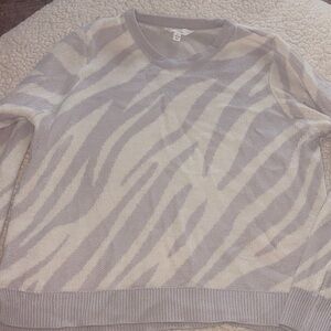 Zebra Print Sweater in Lavender and White